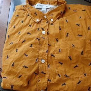 Boys Button Down Short Sleeve Shirt With Dino's